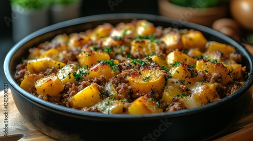 Delicious Baked Casserole With Golden Crust and Savory Ingredients Ready to S...