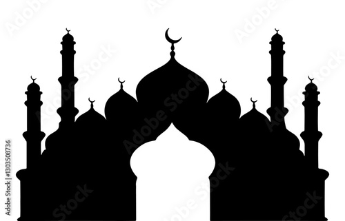 Mosque Silhouette on white background