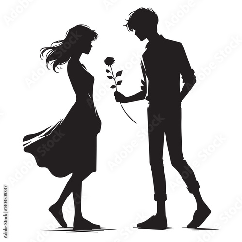 vector silhouette of romantic couple