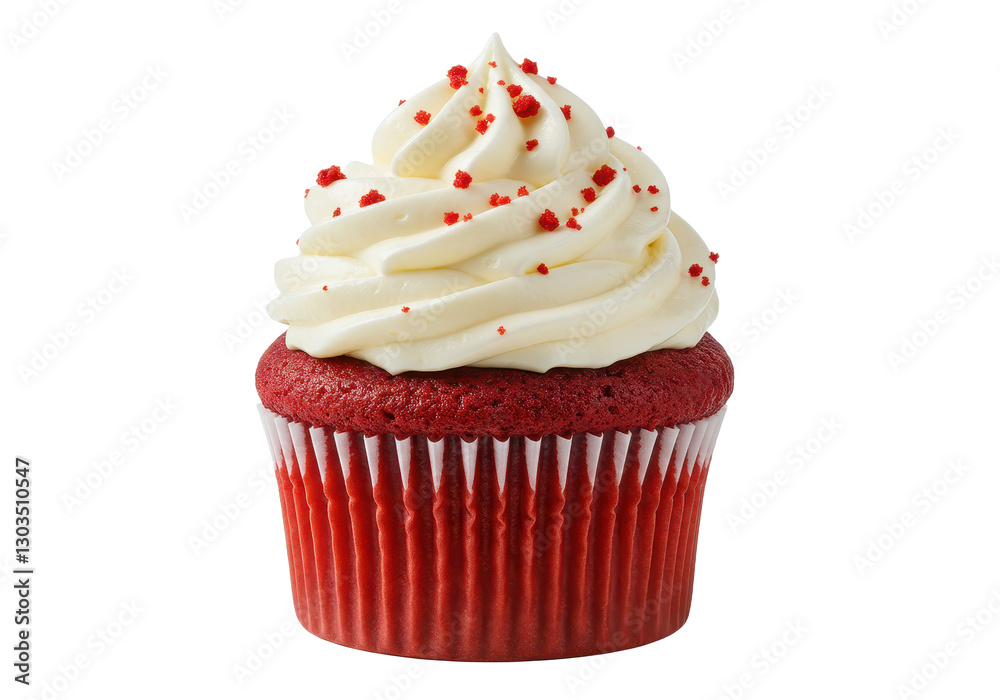 A delicious red velvet cupcake with a deep red sponge base isolated on transparent background A delicious red velvet cupcake with a deep red sponge base isolated on transparent background