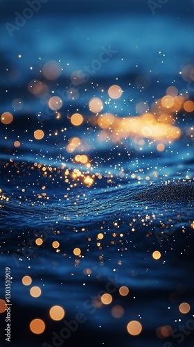 Spectacular Ocean Waves Glistening Under Sunset With Vibrant Colors and Spark...