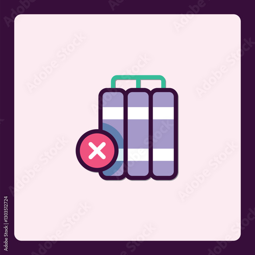 Symbol representing blocked server resources with red cross denial icon