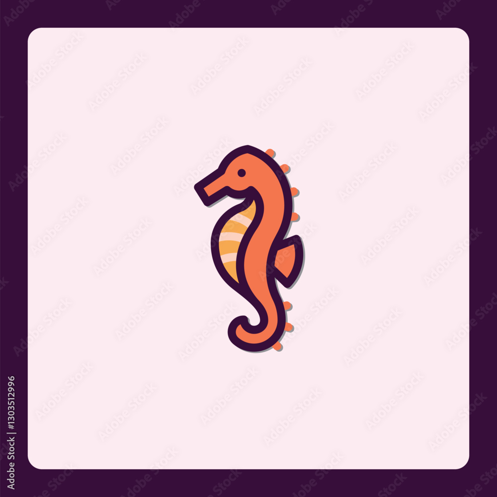 Fototapeta premium Stylized seahorse illustration with gentle curves and muted color palette