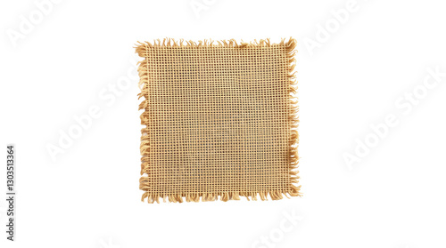 Photo of square burlap fabric sample isolated on transparent background.png photo