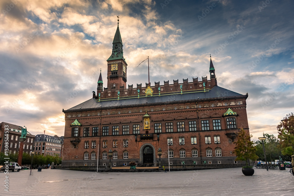 Town hall of Copenhagen at sunrise, Denmark
