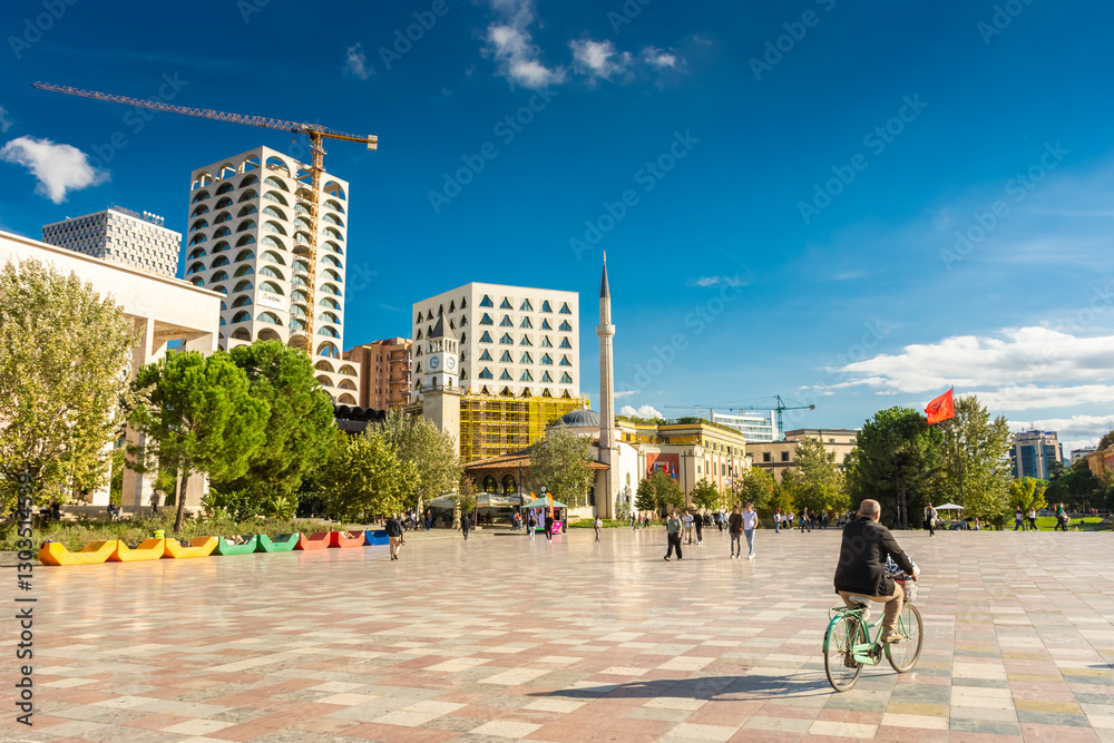 Tirana, Albania, Skanderberg Square, city center of Tirana