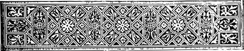 Intricate 19th Century Decorative Textile Design: Features geometric patterns in black and white, ideal for historical art references.