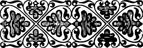 Intricate 19th Century Decorative Border Design in Black and White, Ideal for Vintage Art Projects