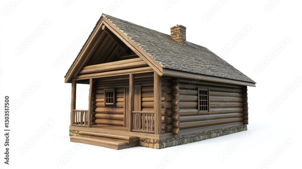 Rustic log cabin on white background. Possible use for stock photo Rustic log cabin on white background. Possible use for stock photo