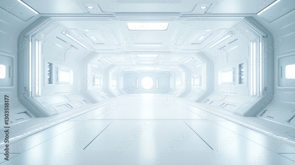 Empty futuristic corridor, light, clean, design, modern, architecture, 3D render, interior Empty futuristic corridor, light, clean, design, modern, architecture, 3D render, interior