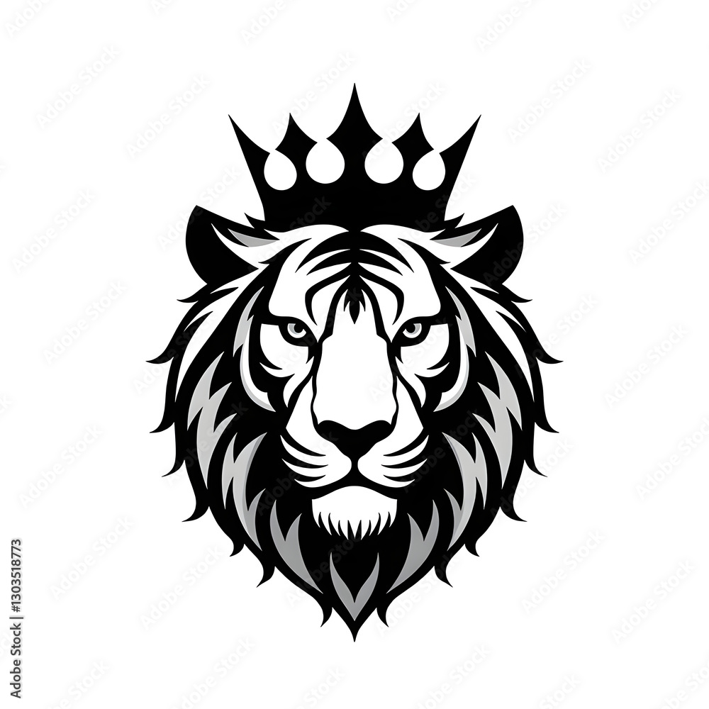 Fototapeta premium tiger head with king crown logo