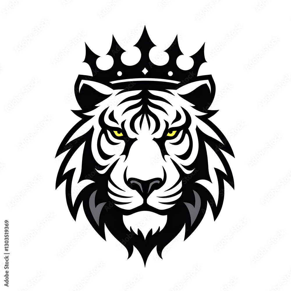 Fototapeta premium simple logo tiger head with king crown