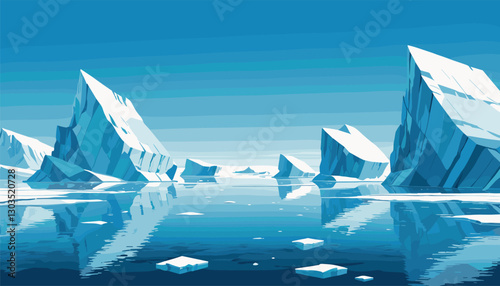 Majestic icebergs floating in a serene Arctic landscape