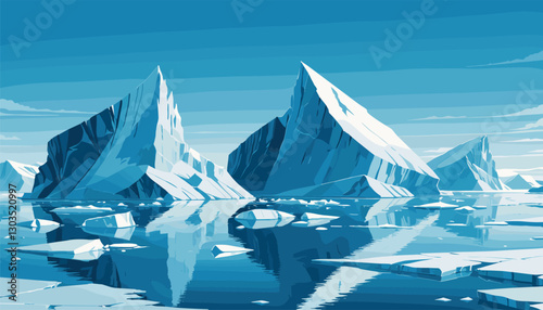 Majestic icebergs floating in a serene Arctic landscape
