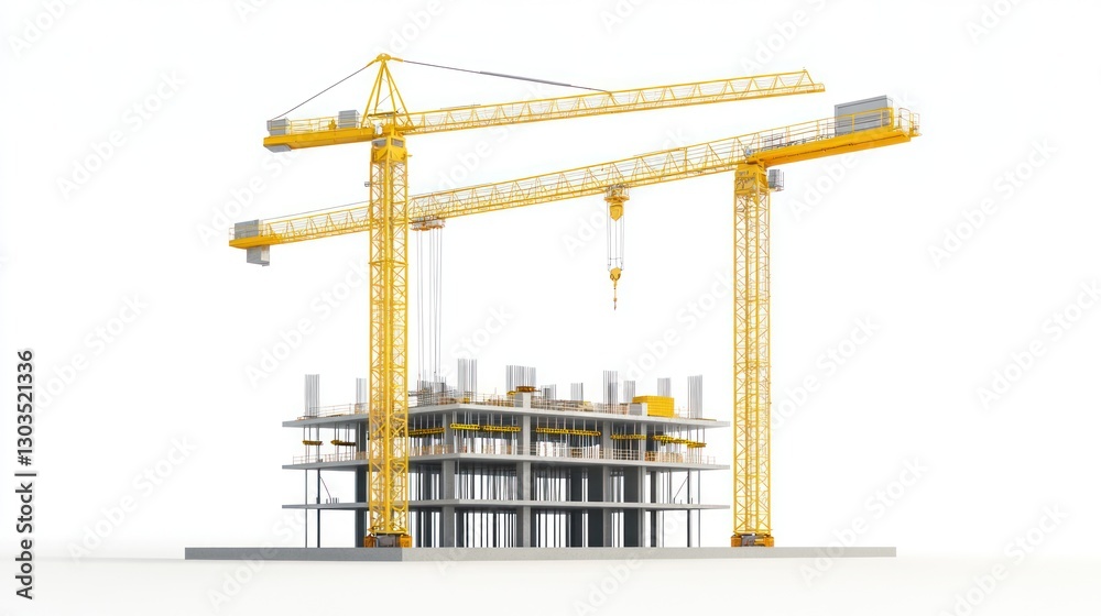 Construction Cranes Over Under-Construction Building Construction Cranes Over Under-Construction Building