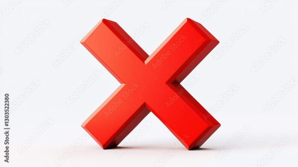 Obraz premium 3D red cross X sign. illustration png, error, fail, don't, icon