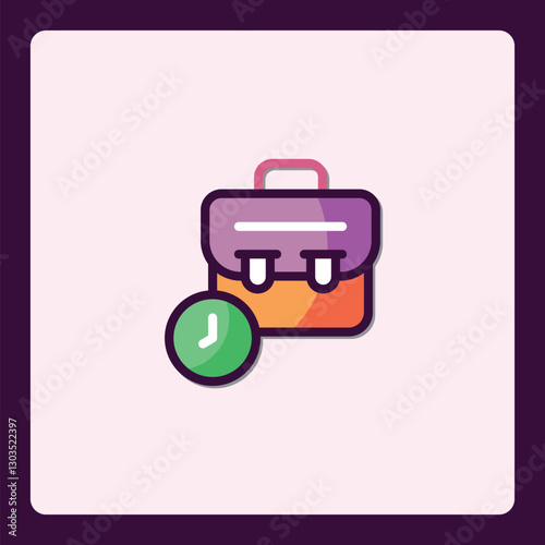 Colorful Briefcase and Clock Icon Representing Timely Business Tasks