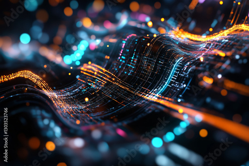 Obraz na płótnie Digital background perfect for tech processes, neural networks, artificial intelligence, digital archives, sound and graphic presentations, Electronic circuit board w salonie