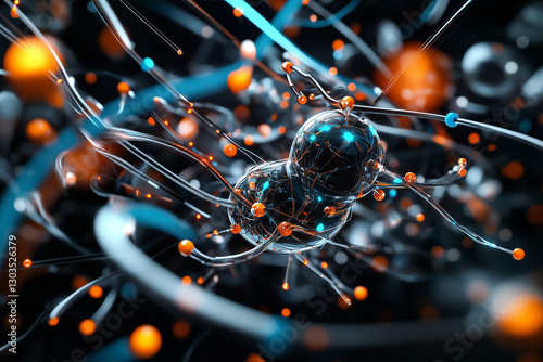 Electronic circuit board, digital background perfect for tech processes, neural networks, artificial intelligence, data transfer and encryption