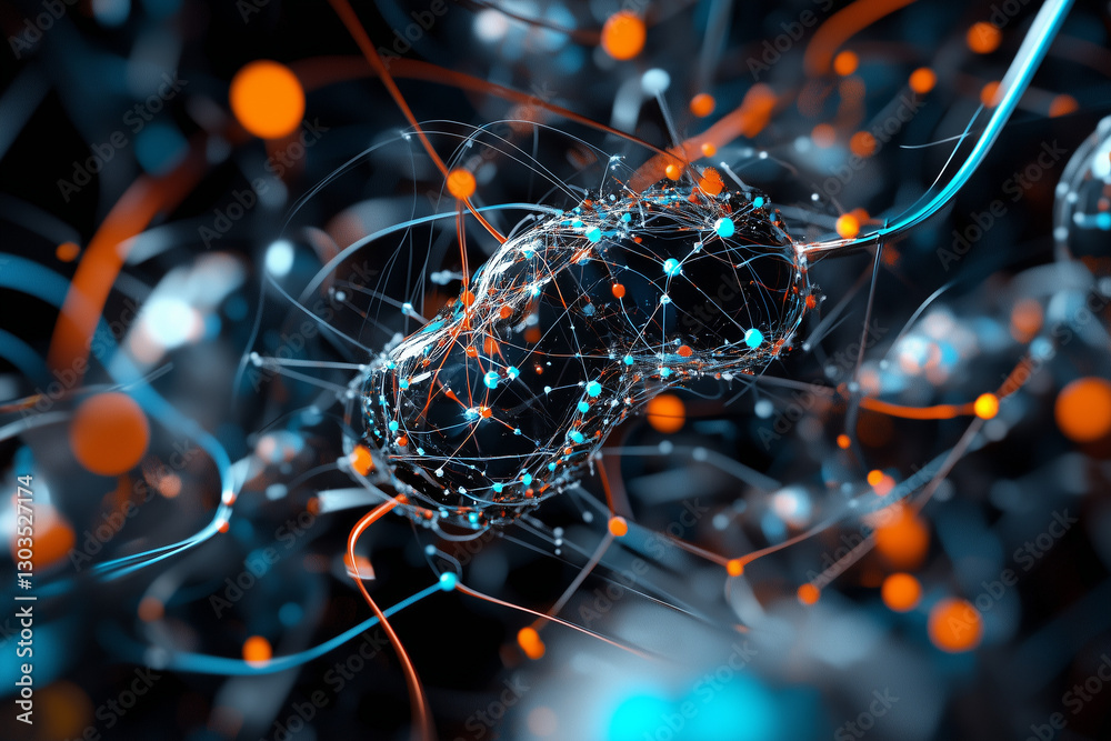 Electronic circuit board, digital background perfect for tech processes, neural networks, artificial intelligence, data transfer and encryption