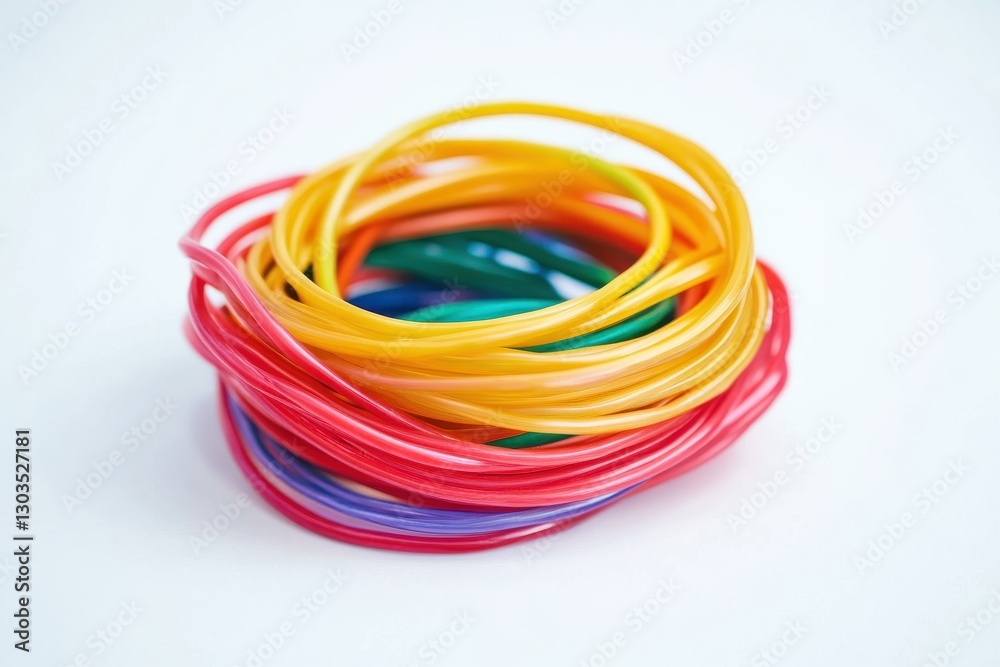 Colorful loops of plastic craft wire arranged in a playful manner evoking creativity and joy isolated on transparent background Colorful loops of plastic craft wire arranged in a playful manner evoking creativity and joy isolated on transparent background