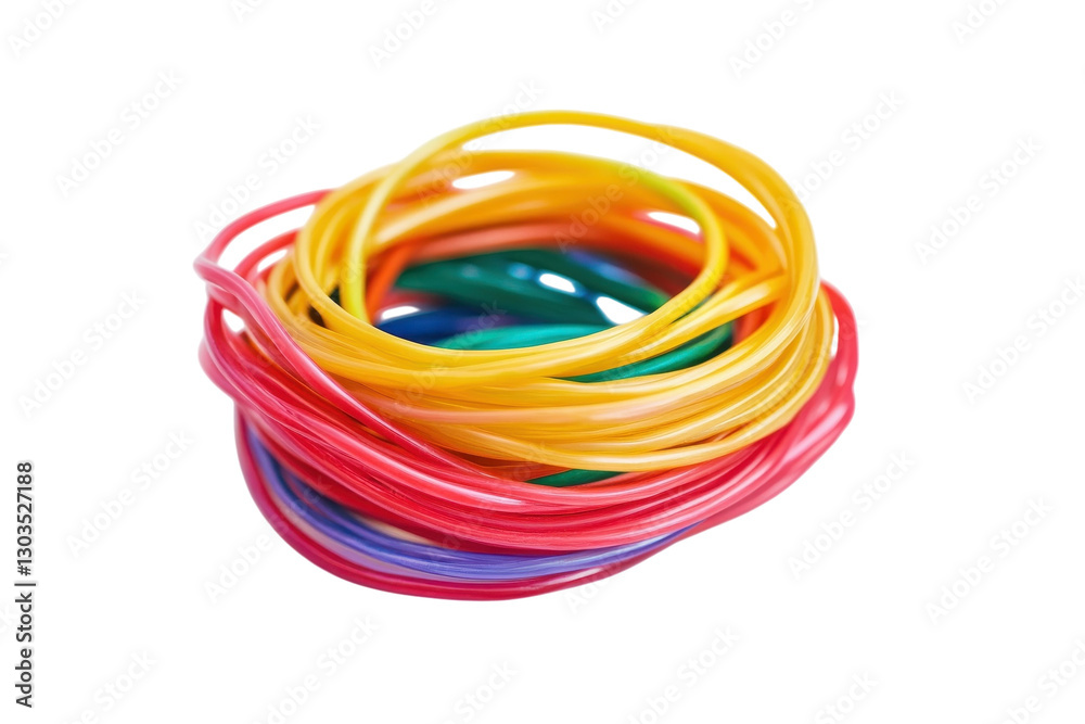 Colorful loops of plastic craft wire arranged in a playful manner evoking creativity and joy isolated on transparent background Colorful loops of plastic craft wire arranged in a playful manner evoking creativity and joy isolated on transparent background