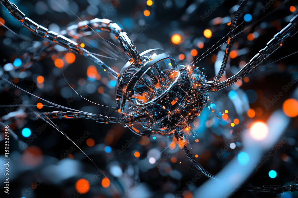 Electronic circuit board, digital background perfect for tech processes, neural networks, artificial intelligence, data transfer and encryption