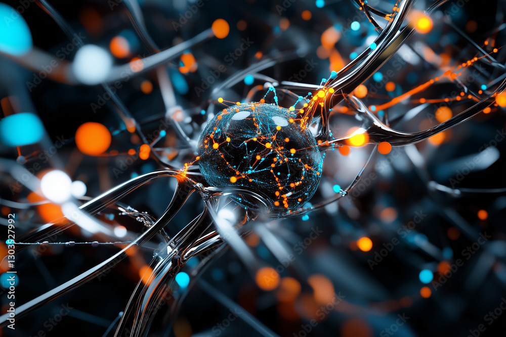 Electronic circuit board, digital background perfect for tech processes, neural networks, artificial intelligence, data transfer and encryption