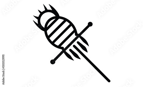 BBQ skewer silhouette icon, BBQ skewer silhouette, grilled meat icon, vector illustration