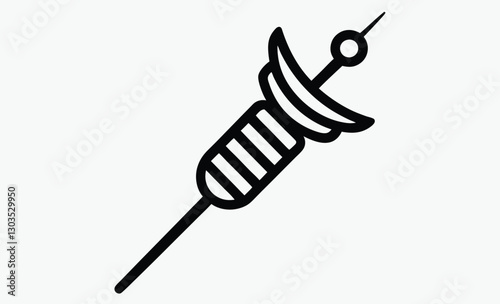 BBQ skewer silhouette icon, BBQ skewer silhouette, grilled meat icon, vector illustration