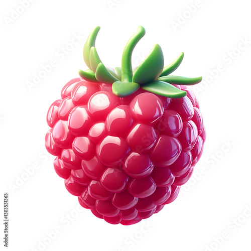 Realistic 3D Raspberry  Isolated on Transparent Background