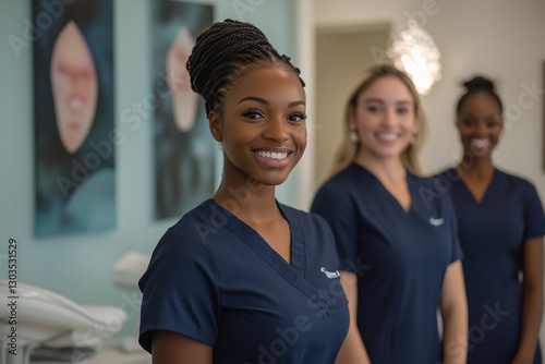 Photography of aesthetic Bahamas team therapists in beauty center.	
