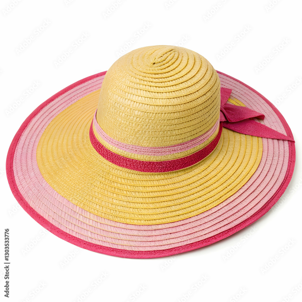 Overhead View of a Straw Hat Summer Fashion Accessory Overhead View of a Straw Hat Summer Fashion Accessory