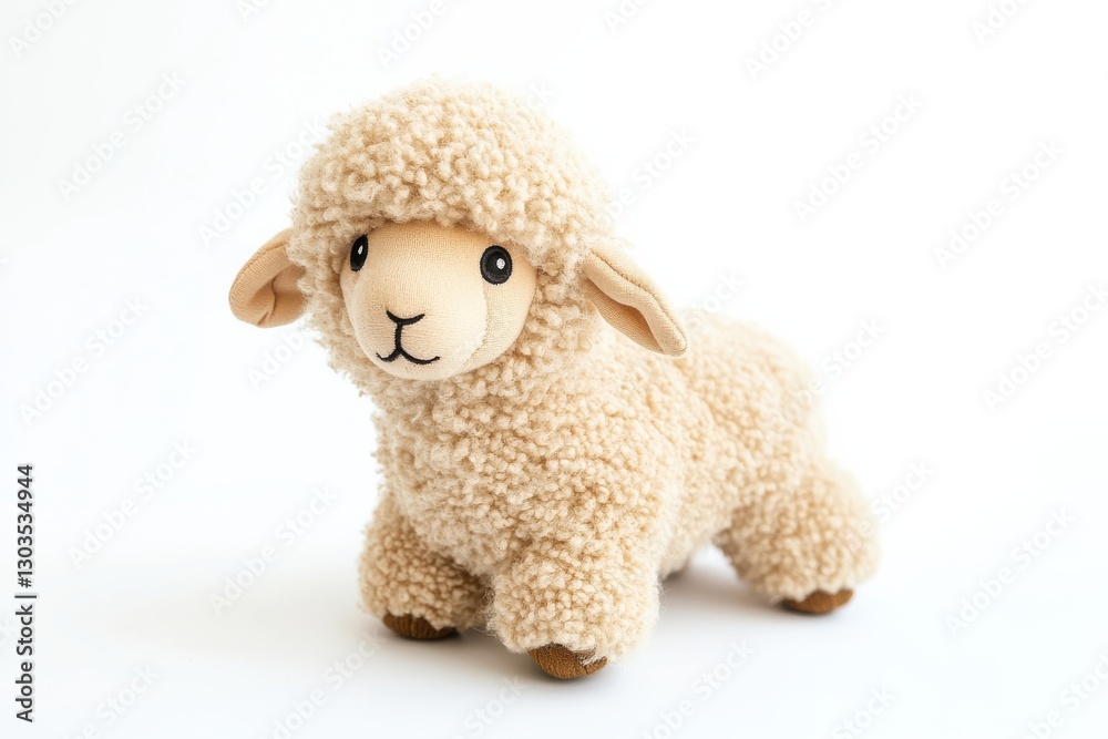 Soft and cuddly sheep plush toy sitting on a bright background, perfect for children and decor isolated on transparent background Soft and cuddly sheep plush toy sitting on a bright background, perfect for children and decor isolated on transparent background
