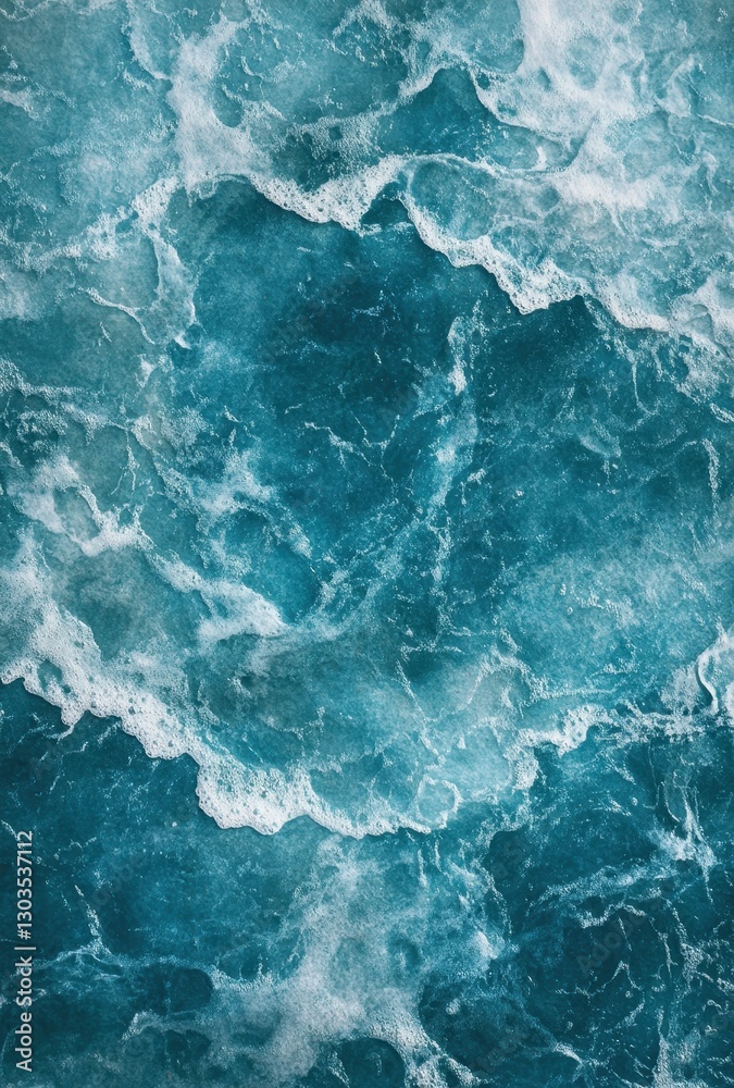 Obraz premium Serene Deep Blue Ocean Waves with White Foamy Crests Capturing the Essence of Tranquility and Nature's Beauty in a Turbulent Seascape