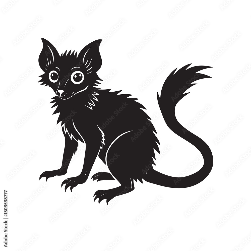 Obraz premium Simple Minimalistic Creative a aye-aye black and white background