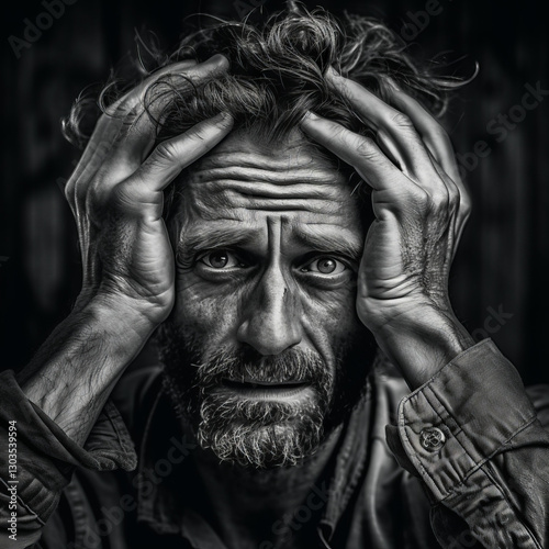 Portrait of an unhappy man who sees no way out of a problem