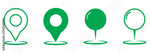 Location pin icon. Map pin place marker. Location icon. Map marker pointer icon set. GPS location symbol collection. Flat style - stock vector.