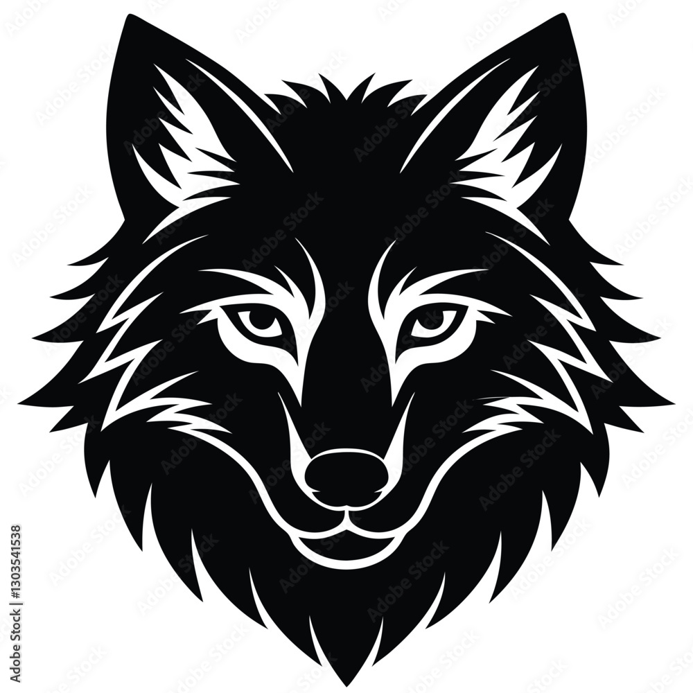 Fototapeta premium vector illustration of a wolf silhouette on white background. The Logo that Combines High-Quality Craftsmanship.A Sophisticated and Elegant Wolf.