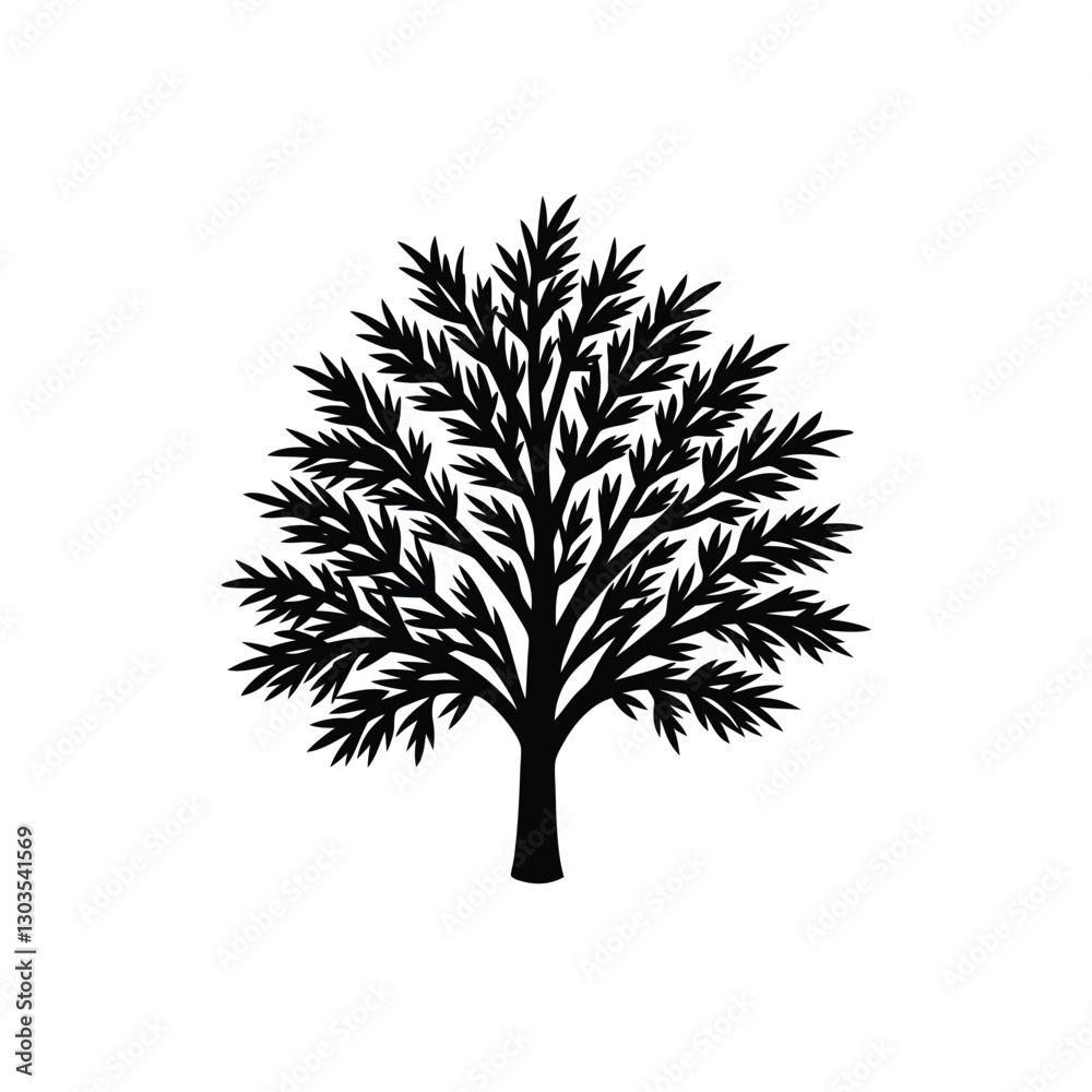 Obraz premium vector illustration of a tree on white background.tree black & white silhouette.Tree of Life tribal vector black set