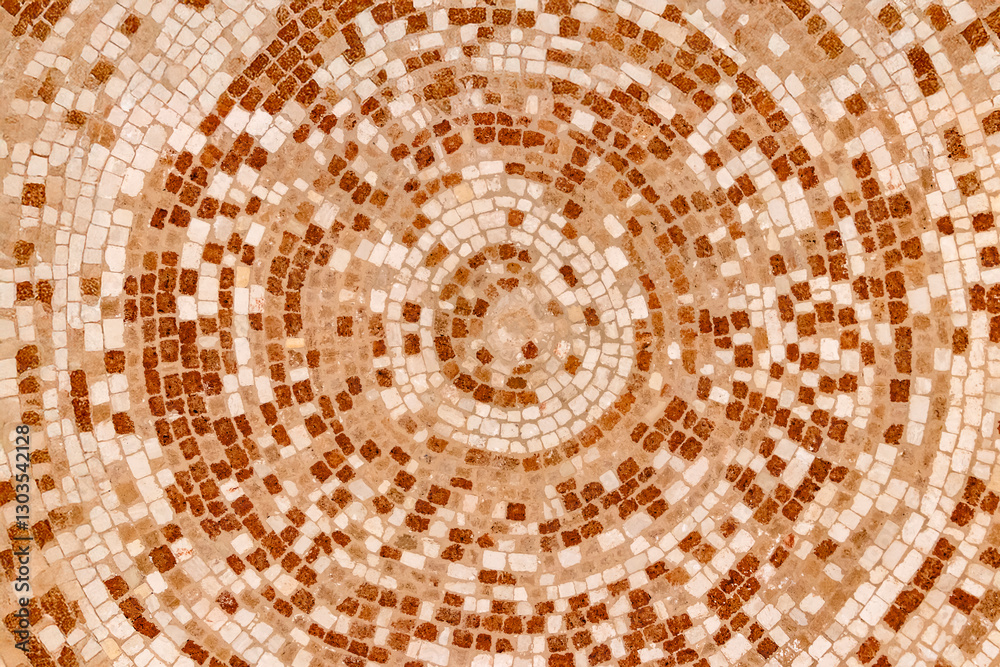 An Abstract Circular Mosaic Pattern made with Earthy Tones for an aesthetic appeal