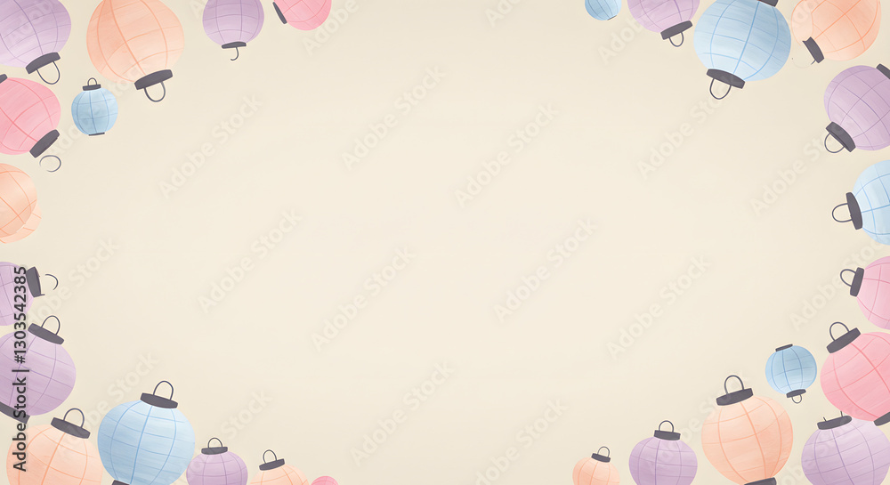 Pastel paper lanterns festive background design template pink blue soft on transparent background Pastel paper lanterns festive background design template pink blue soft on transparent background