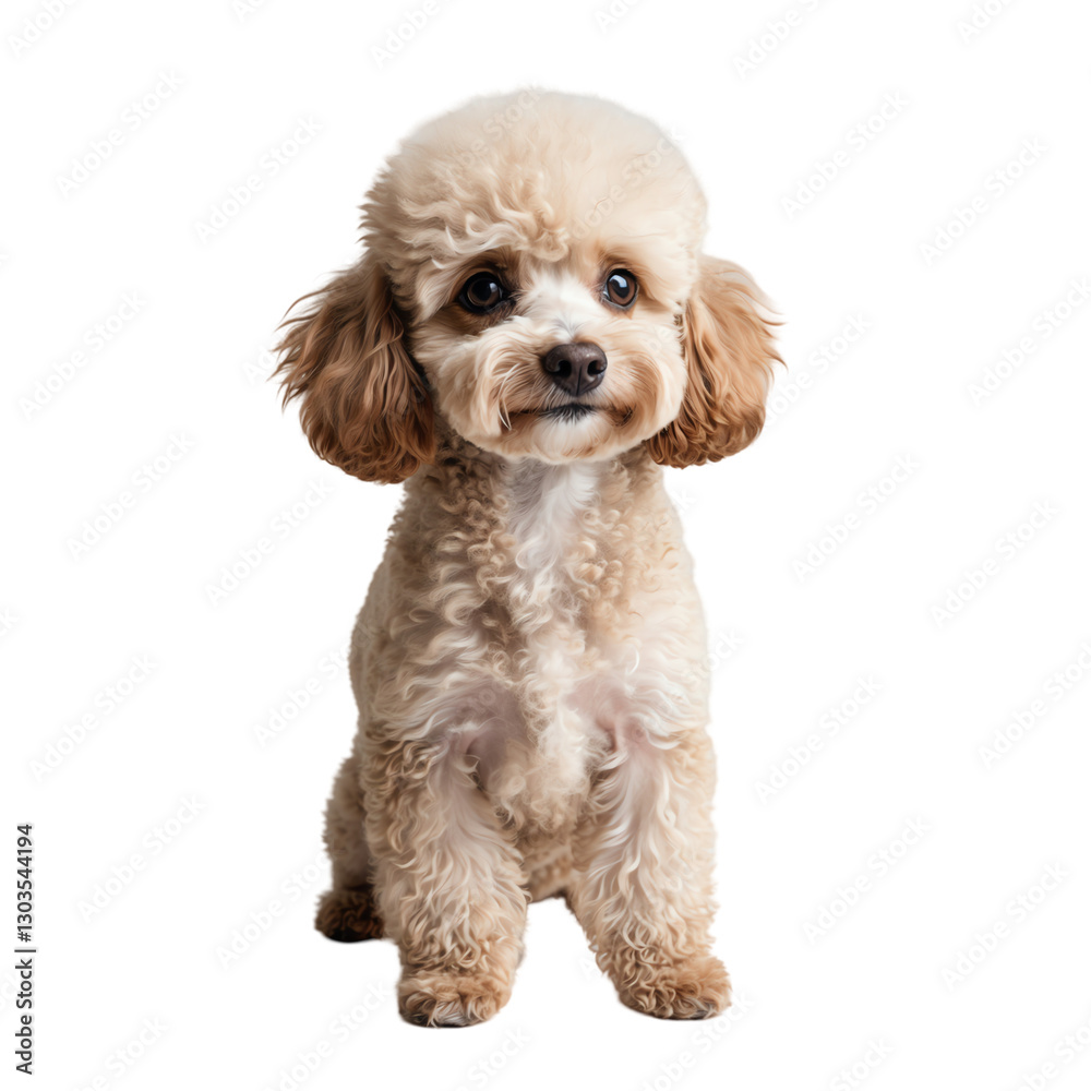 Adorable Toy Poodle Tilting Its Head Isolated on Transparent Background. Adorable Toy Poodle Tilting Its Head Isolated on Transparent Background.