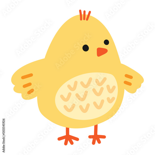 Cute baby chicken doodle simple naive style vector illustration. Farm animal bird kawaii character. Vector Easter clipart isolated on white background