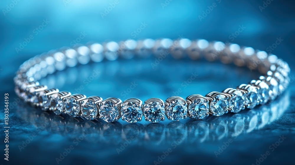 Diamond bracelet on a blue surface Diamond bracelet on a blue surface