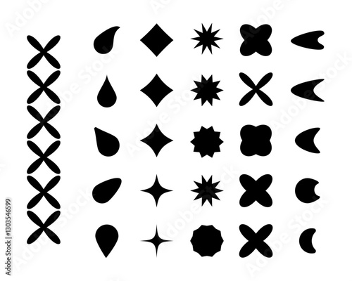 Brutalist abstract white geometric shapes on white. Swiss design aesthetics, vector