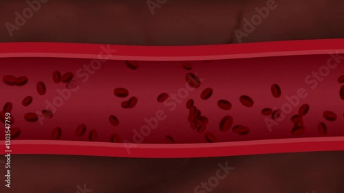 Fast Red Blood Cells Flowing in an Artery 4K Animation