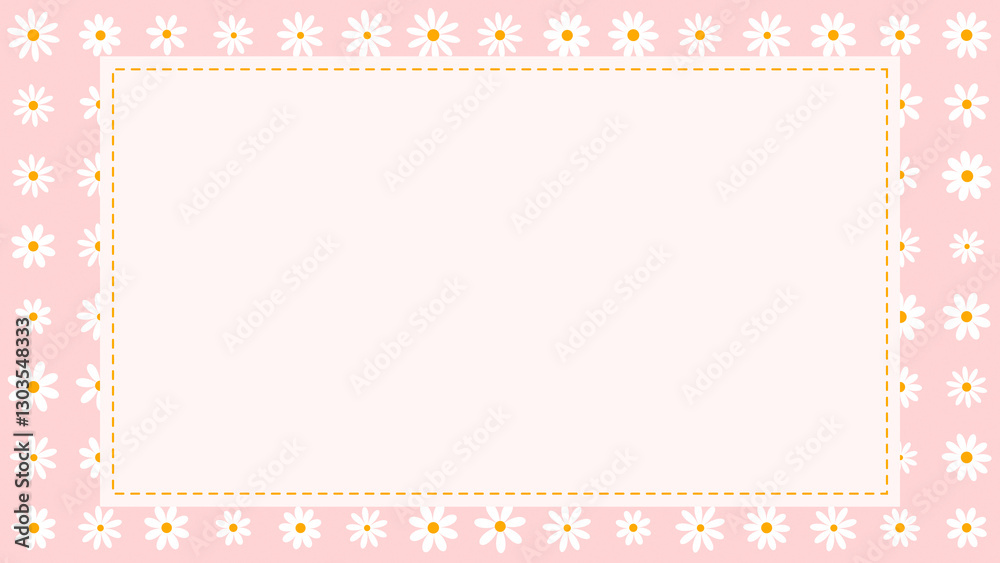 frame and spring daisy flowers pattern on pink background, nature springtime copy space cosmetics and beauty design element frame and spring daisy flowers pattern on pink background, nature springtime copy space cosmetics and beauty design element