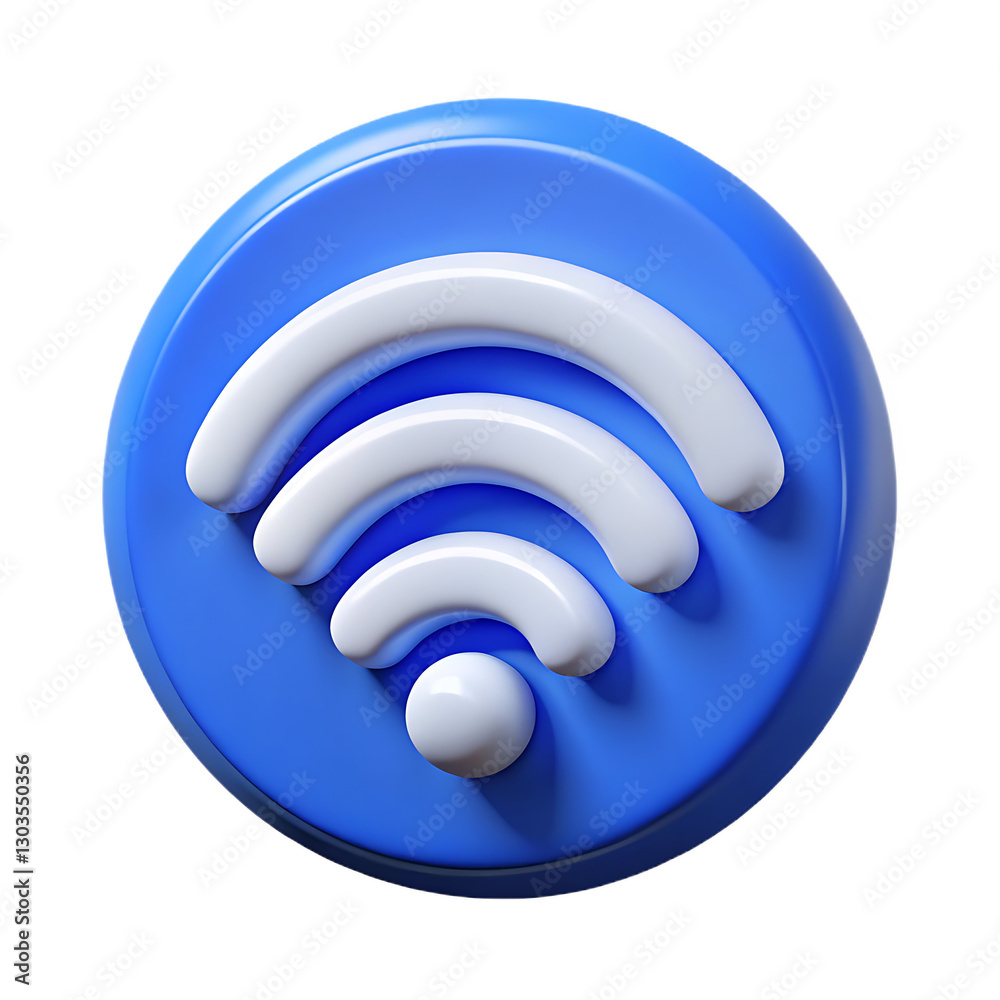 Blue Circular Wi-Fi Icon with White Symbol Blue Circular Wi-Fi Icon with White Symbol