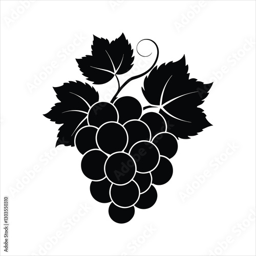  Classic Vineyard Grape Cluster Black and White Vector
